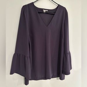 Halogen purple top with long bell sleeves - size large